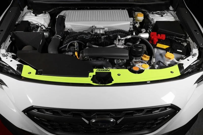 PERRIN 22-25 Subaru WRX Radiator Shroud - Neon Yellow - Side View