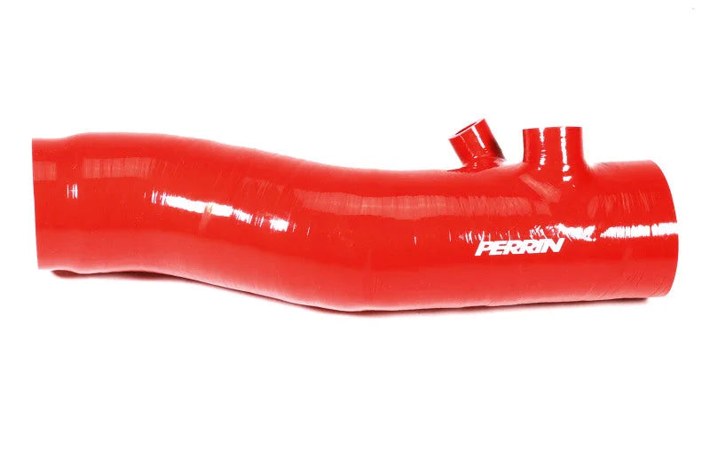 PERRIN 22-26 Subaru WRX / 20-25 LGT & OBXT Turbo Inlet Hose w/Turbo Adapter Flange (Long) - Red - Installation View