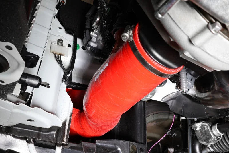PERRIN 22-26 Subaru WRX / 20-25 LGT & OBXT Turbo Inlet Hose w/Turbo Adapter Flange (Long) - Red - Additional View 5
