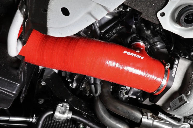 PERRIN 22-26 Subaru WRX / 20-25 LGT & OBXT Turbo Inlet Hose w/Turbo Adapter Flange (Long) - Red - Additional View 13