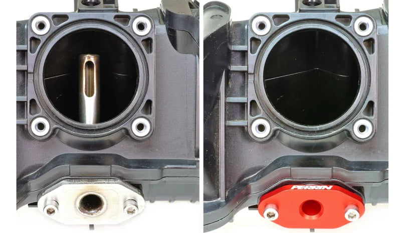 PERRIN 22-26 Subaru WRX / 20-26 Ascent & OBXT & Legacy XT Low Profile Intake Return Nozzle - Red - Detail View
