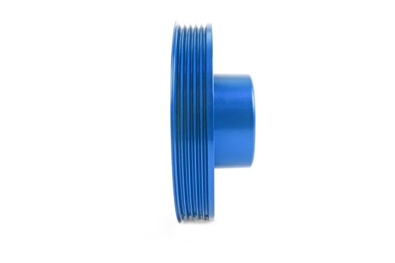 PERRIN 93-14 Subaru Impreza (Incl. 02-14 WRX) / 04-21 STI (w/o AC) Lightened Crank Pulley - Blue - Side View