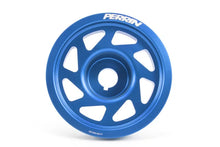 Load image into Gallery viewer, PERRIN 93-14 Subaru Impreza (Incl. 02-14 WRX) / 04-21 STI (w/o AC) Lightened Crank Pulley - Blue - Back View