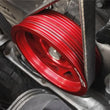 Load image into Gallery viewer, PERRIN 93-14 Subaru Impreza (Incl. 02-14 WRX) / 04-21 STI Lightened Crank Pulley - Red - Back View