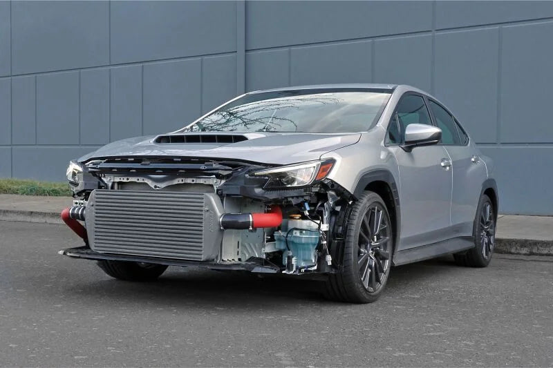 PERRIN Large Size Front Mount Intercooler Core - Silver fits 2015-2025 Subaru WRX / STI - Side View