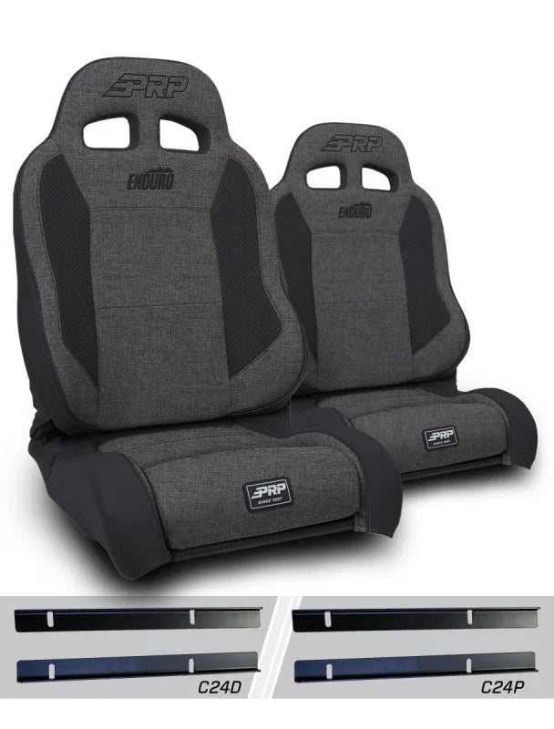 PRP 03-06 Jeep Wrangler TJ Enduro Elite Suspension Seat Trek Edition - Gray (Pair) - Main Product View