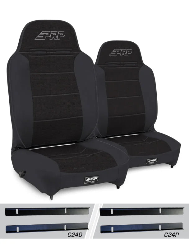 PRP 03-06 Jeep Wrangler TJ Enduro High Back Reclining Suspension Seats Kit - Black (Pair) - Main Product View