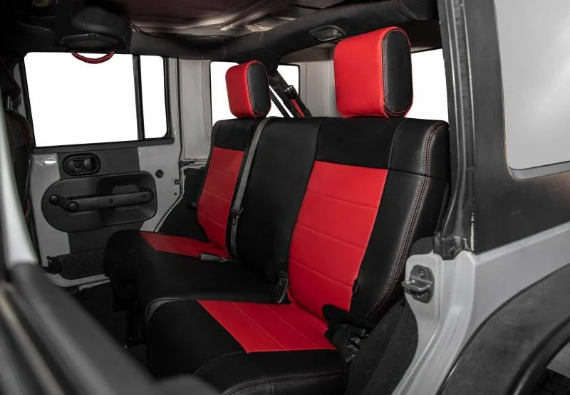 PRP 07 Jeep Wrangler JKU Rear Seat Cover/4 door - Black/Red - Side View