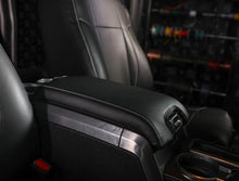 Load image into Gallery viewer, PRP 10-14 Ford Raptor  Center Console Cover- Black with Silver Stitch - Back View