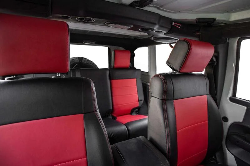 PRP 11-12 Jeep Wrangler JK Front Seat Covers/2 door or 4 door (Pair) - Black/Red - Side View