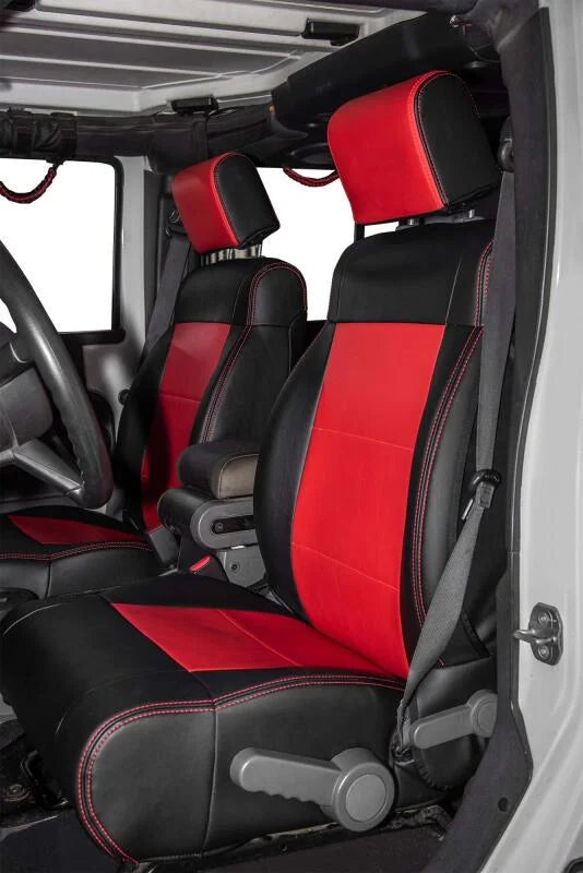 PRP 11-12 Jeep Wrangler JK Front Seat Covers/2 door or 4 door (Pair) - Black/Red - Detail View