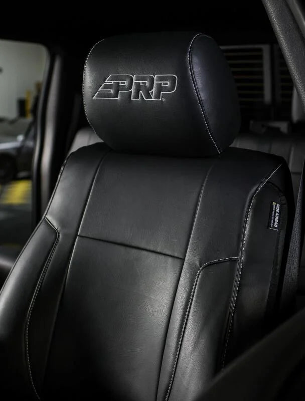 PRP 12-14 Ford Raptor Front Seat Covers (Pair) - Black w Silver Stitch - Main Product View