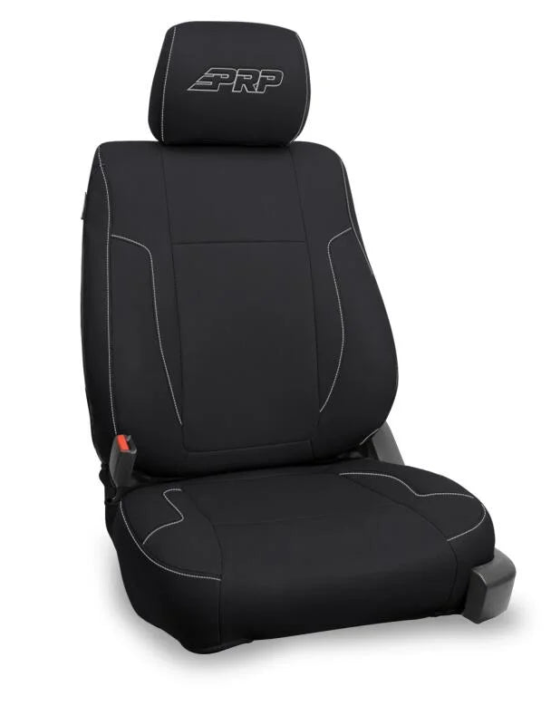 PRP 12-14 Ford Raptor Front Seat Covers (Pair) - Black w Silver Stitch - Additional View 7