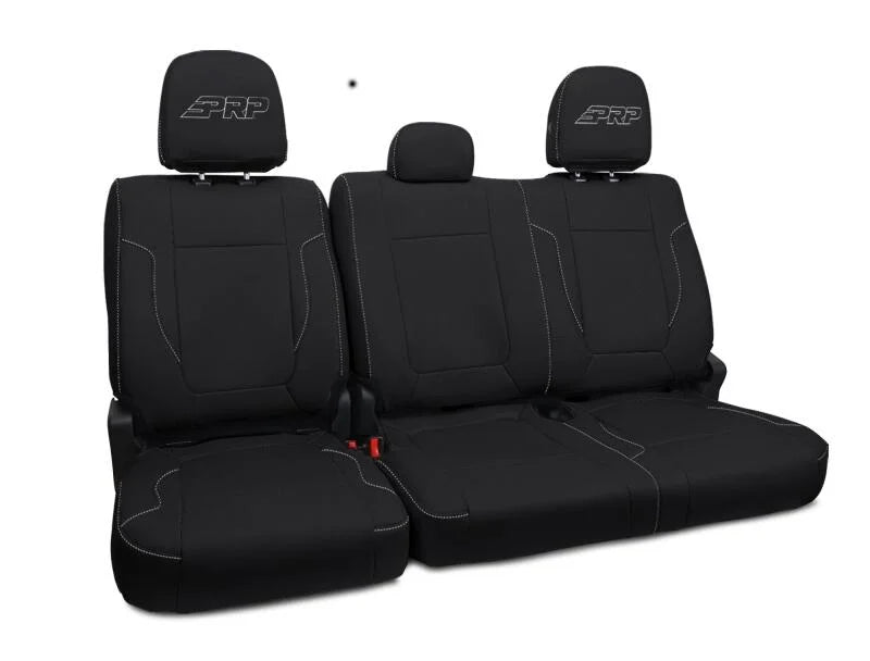PRP 12-14 Ford Raptor  Rear Bench Seat Covers- Black with Silver Stitch - Main Product View
