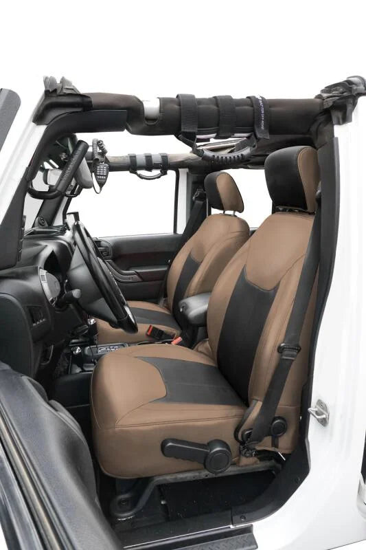 PRP 13-18 Jeep Wrangler JK Front Seat Covers/2 door or 4 door (Pair) - Black/Tan - Side View