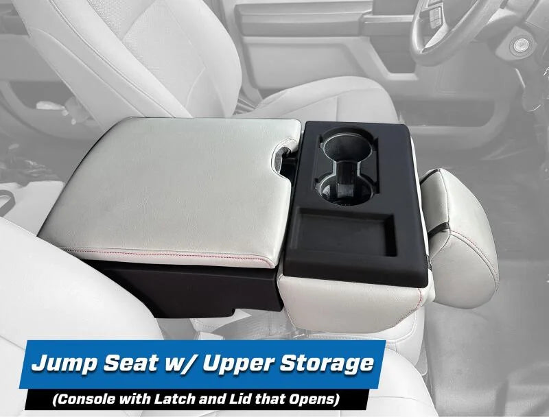 PRP 2015+ Ford F150 / 2017+ Super Duty Center Jump Seat Cover w/ Std. Console - Red - Back View