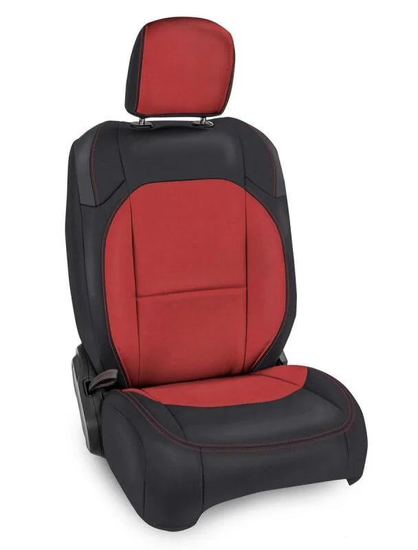 PRP 2018+ Jeep Wrangler JL/2 door/ Non-Rubicon Front Seat Covers (Pair) - Black/Red - Main Product View