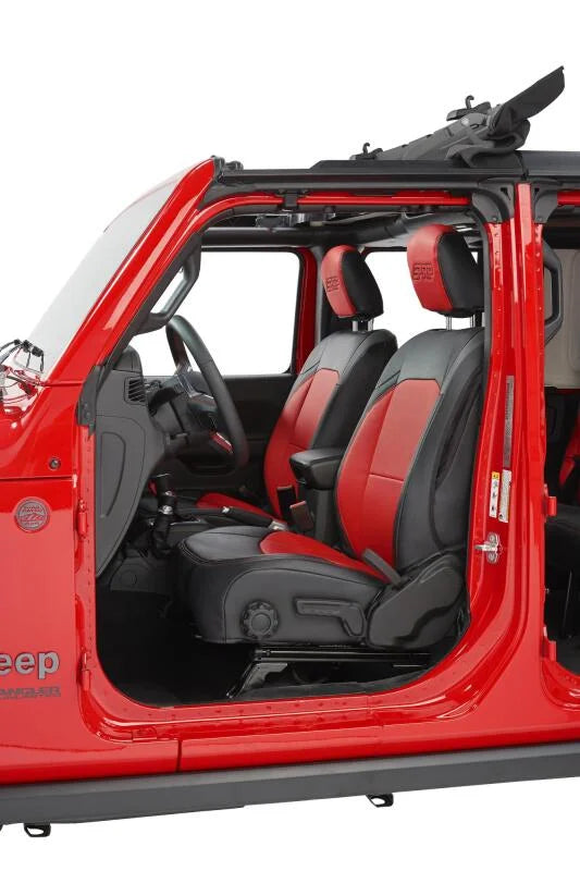 PRP 2018+ Jeep Wrangler JL/2 door/ Non-Rubicon Front Seat Covers (Pair) - Black/Red - Additional View 5