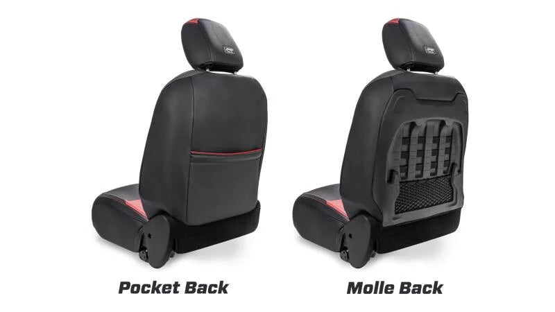 PRP 2018+ Jeep Wrangler JL/2 door/Rubicon Front Seat Covers (Pair) - Black/Tan - Detail View