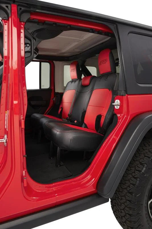 PRP 2018+ Jeep Wrangler JLU/4 door Rear Bench Cover with Leather Interior - Black/Red - Additional View 5
