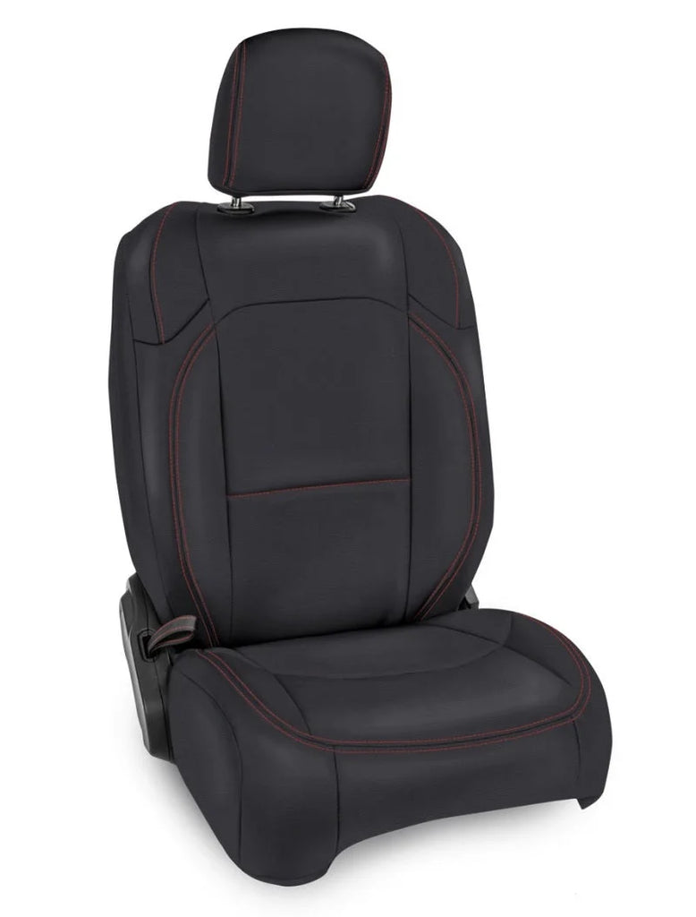 PRP 2018+ Jeep Wrangler/4Door/Gladiator/Non-Rubicon Front Seat Covers(Pair) - Black w/ Red Stitching - Main Product View