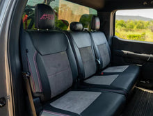 Load image into Gallery viewer, PRP 2021+ Ford 150/ 2023+ SuperDuty Rear Seat Covers (Pair) - Black w/ Red Stitch - Additional View 5