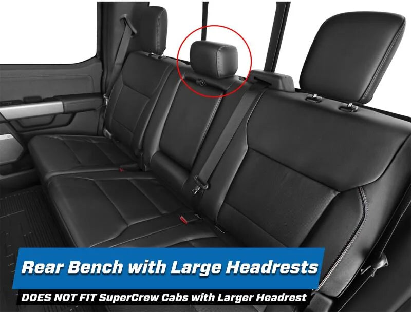 PRP 2021+ Ford 150/ 2023+ SuperDuty Rear Seat Covers (Pair) - Black w/ Red Stitch - Additional View 8