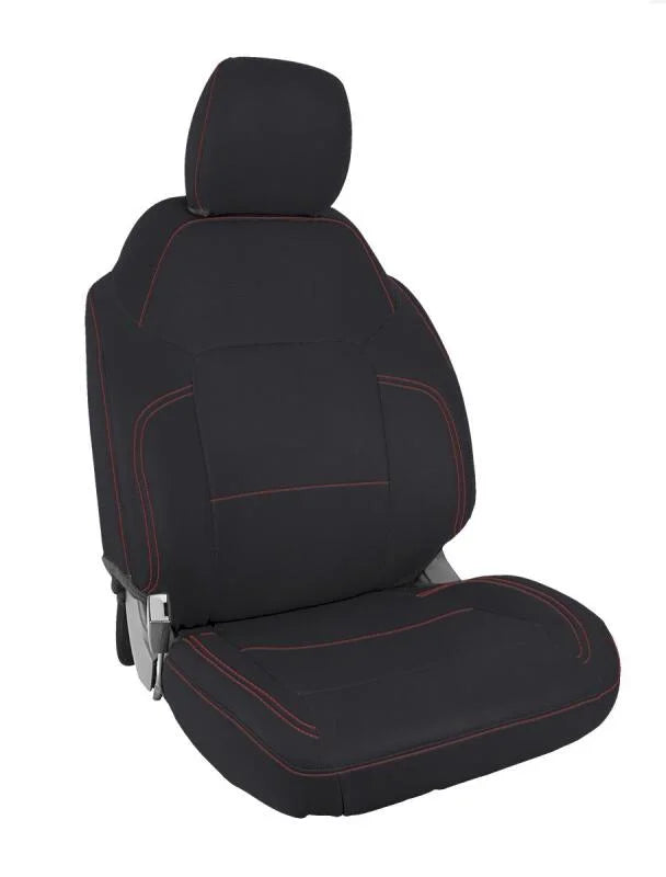 PRP 2021+ Ford Bronco 4 Door Front Seat Covers (Pair) - Black w/ Red Stitching