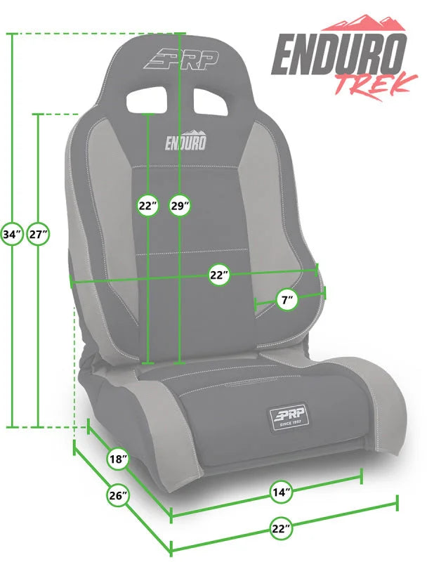 PRP 97-02 Jeep Wrangler TJ Enduro Elite Suspension Seat (Pair) - Trek Edition - Gray - Back View