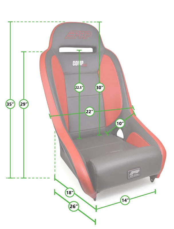 PRP Comp Elite Suspension Seat- Red/Black - Side View