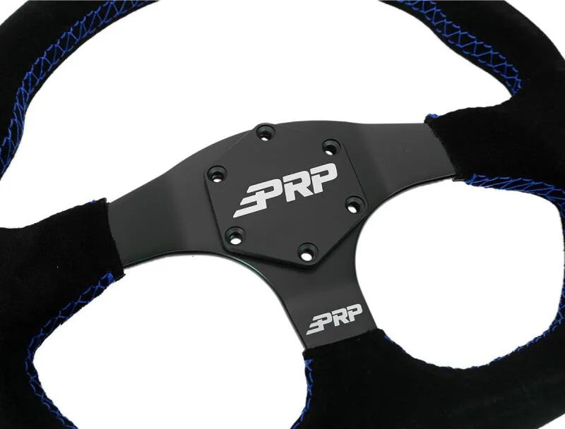 PRP Comp-R D-Shape Suede Steering Wheel - Blue - Side View