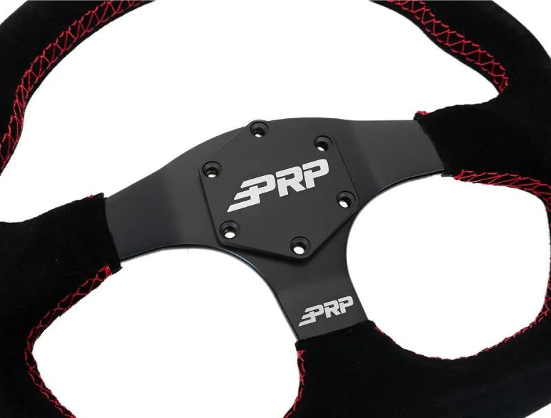 PRP Comp-R D-Shape Suede Steering Wheel - Red - Installation View