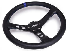Load image into Gallery viewer, PRP Deep Dish Leather Steering Wheel- Blue - Side View