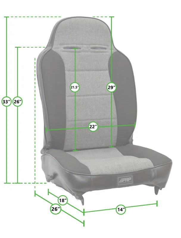 PRP Enduro High Back Reclining Suspension Seat (Driver Side) - Black/Red - Side View