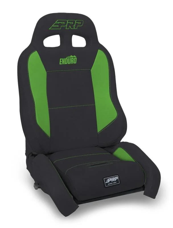 PRP EnduroCrawl Reclining Suspension Seat - Black/Green Vinyl - Passenger - Main Product View