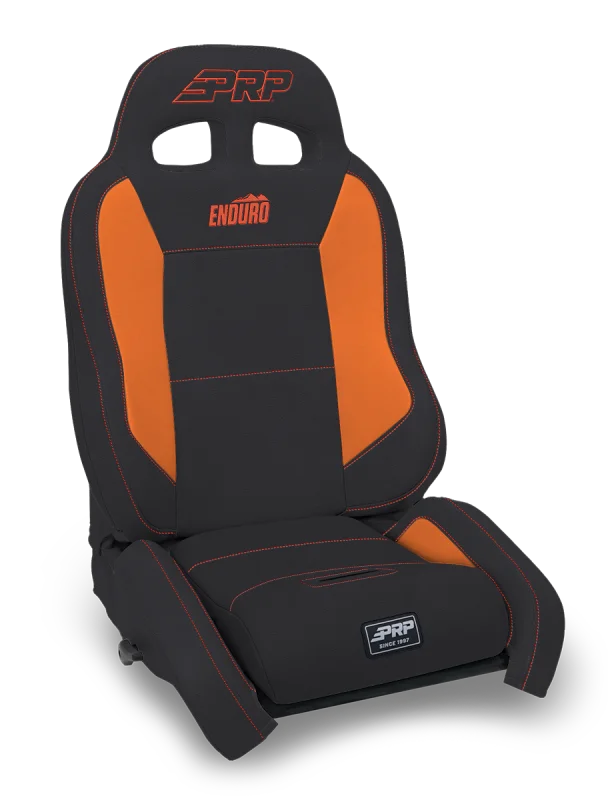 PRP EnduroCrawl Reclining Suspension Seat - Black/Orange Vinyl - Driver