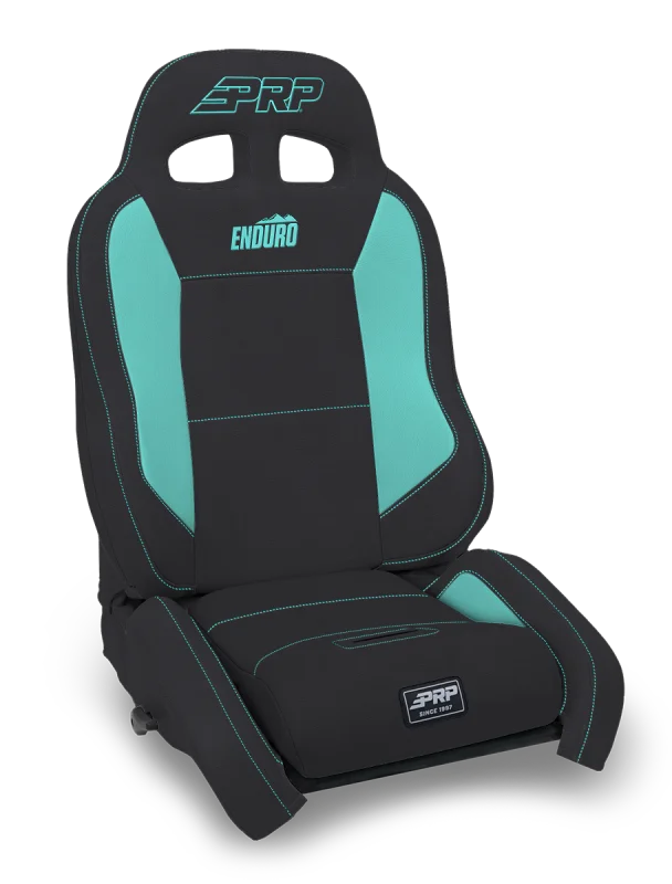 PRP EnduroCrawl Reclining Suspension Seat - Black/Teal Vinyl - Driver