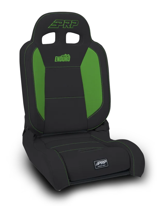 PRP EnduroDaily Reclining Suspension Seat - Black/Green Vinyl - Passenger - Main Product View