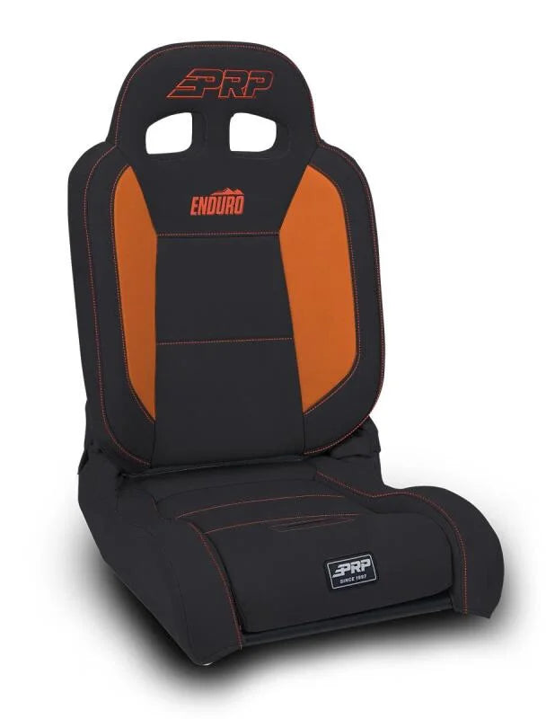 PRP EnduroDaily Reclining Suspension Seat - Black/Orange Vinyl - Passenger - Main Product View