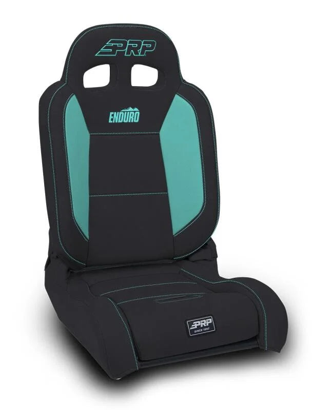 PRP EnduroDaily Reclining Suspension Seat - Black/Teal Vinyl - Passenger - Main Product View