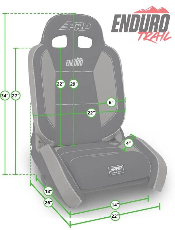 PRP EnduroTrail Reclining Suspension Seat - Black Suede - Passenger - Installation View