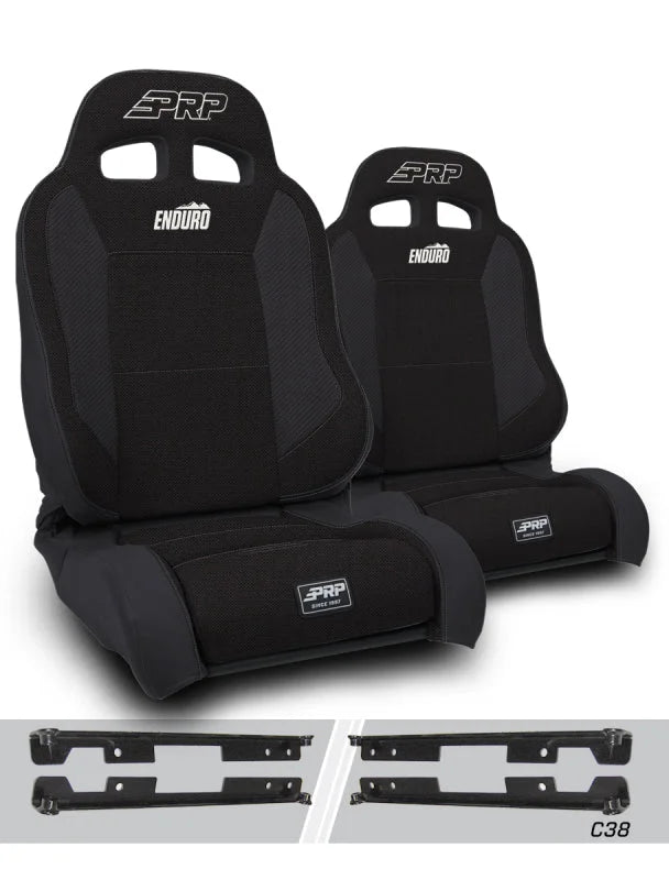 PRP EnduroTrek Reclining Suspension Seats Kit for Jeep Wrangler JK/JKU (Pair) - Black - Main Product View
