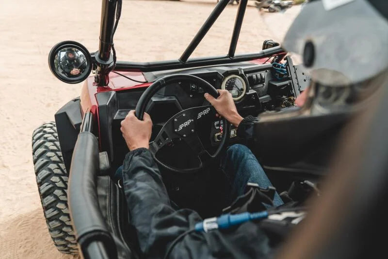 PRP Flat Leather Steering Wheel- Black - Side View