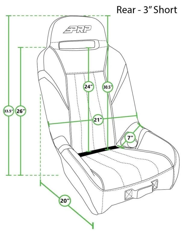PRP GT/S.E. Rear Suspension Seat- Black/Grey - Side View