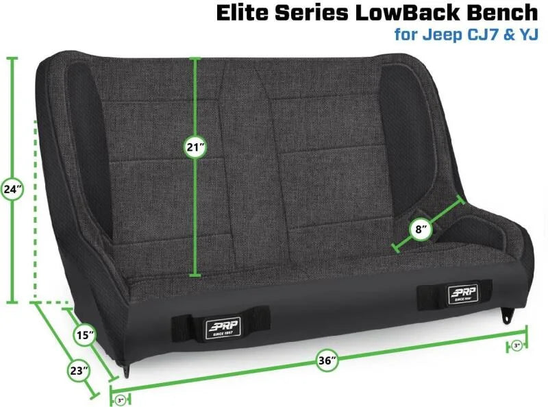 PRP Jeep CJ-7/Wrangler YJ Elite Series Suspension Bench Seat - Back View