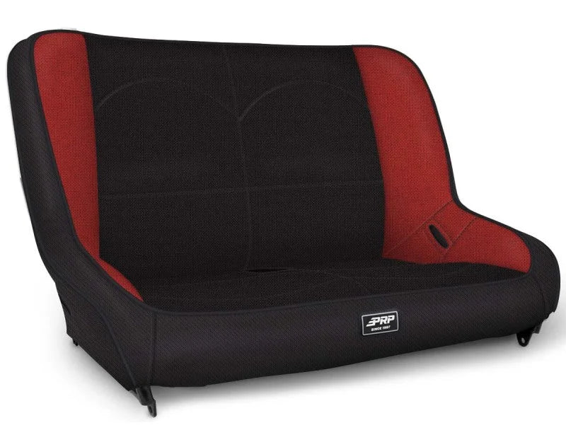 PRP Jeep TJ/LJ/JK Low Back Rear Bench - Black/Red - Main Product View