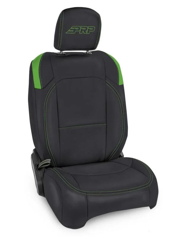 PRP Jeep Wrangler JL Front Seat Covers - 2 door- with Molle Back (Pair) - Black/Green - Main Product View