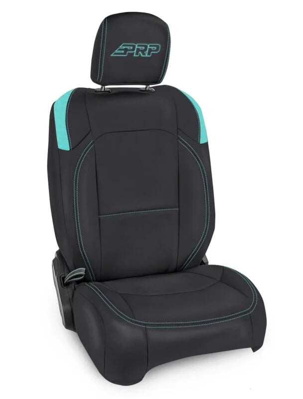 PRP Jeep Wrangler JL Front Seat Covers - 2 door- with Molle Back (Pair) - Black/Teal - Main Product View