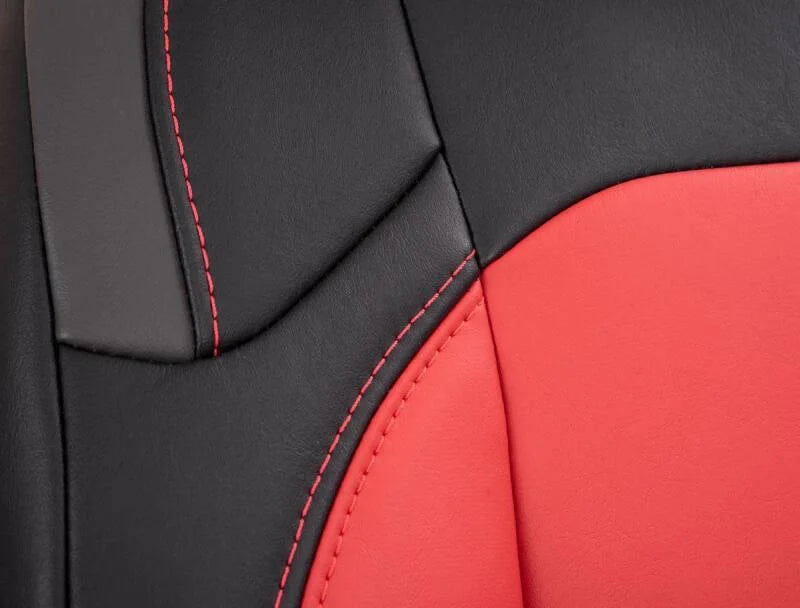 PRP Jeep Wrangler JL Front Seat Covers - 2 door- with Pocket Back (Pair) - Black/Purple - Installation View