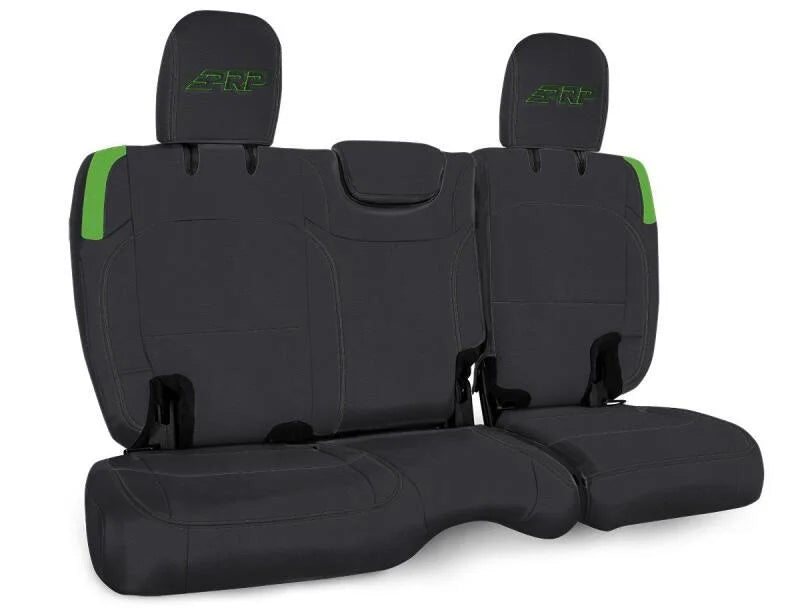 PRP Jeep Wrangler JL Rear Bench Covers - 2 door - Black/Green - Main Product View